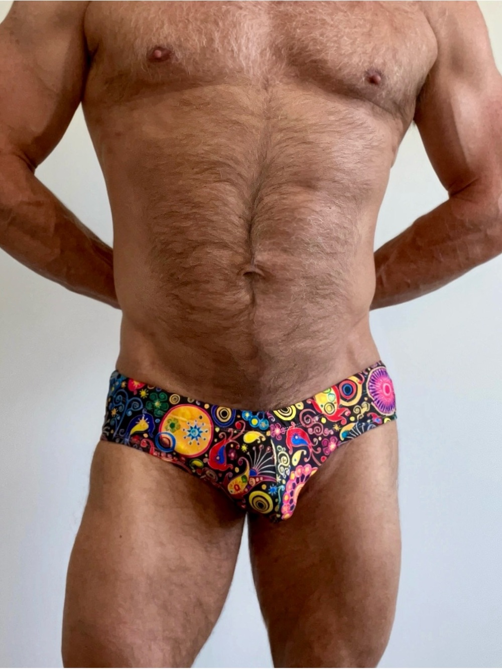 Men's Black Multicolor Paisley Swim Briefs